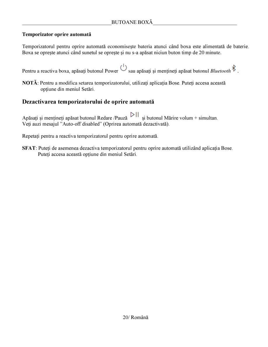 Pagina 20-Manual de utilizare boxa bluetooth Bose BOSE SoundLink Flex Gen2 Instructiuni montaj, utilizare...