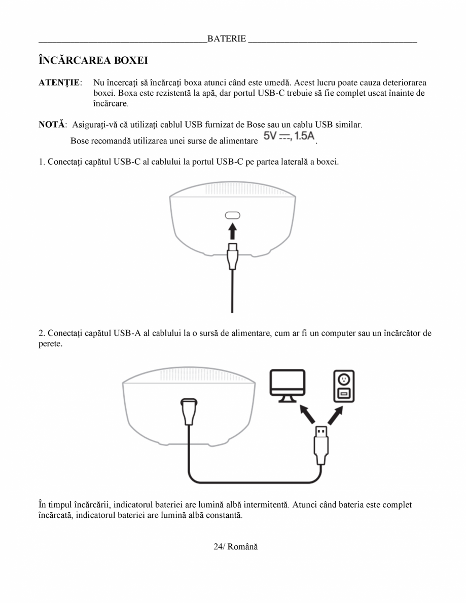 Pagina 24-Manual de utilizare boxa bluetooth Bose BOSE SoundLink Flex Gen2 Instructiuni montaj, utilizare...