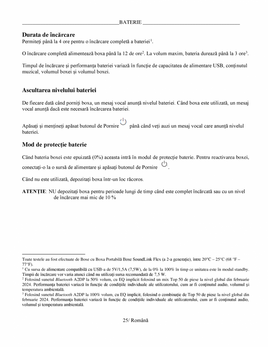 Pagina 25-Manual de utilizare boxa bluetooth Bose BOSE SoundLink Flex Gen2 Instructiuni montaj, utilizare...