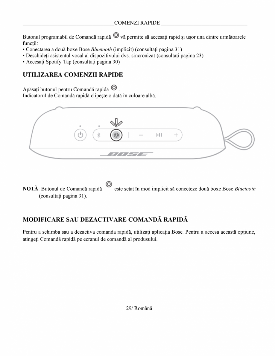 Pagina 29-Manual de utilizare boxa bluetooth Bose BOSE SoundLink Flex Gen2 Instructiuni montaj, utilizare...