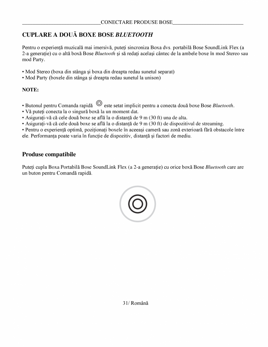 Pagina 31-Manual de utilizare boxa bluetooth Bose BOSE SoundLink Flex Gen2 Instructiuni montaj, utilizare...