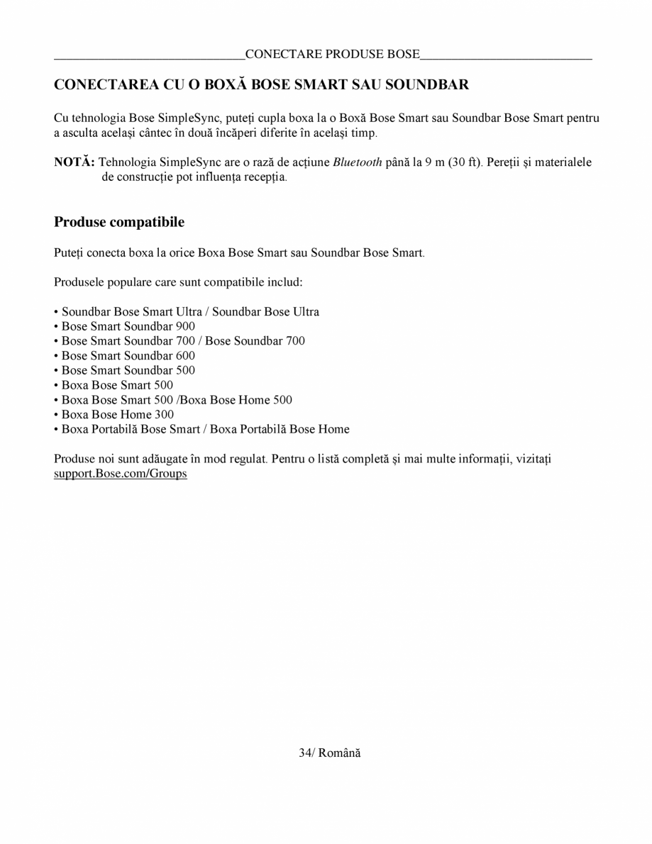 Pagina 34 - Manual de utilizare boxa bluetooth Bose BOSE SoundLink Flex Gen2 Instructiuni montaj,...