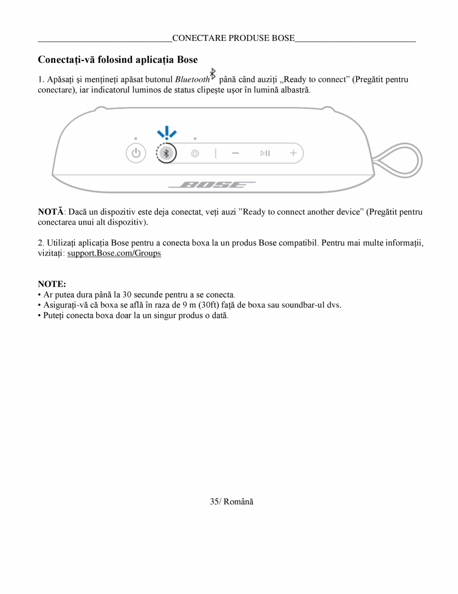 Pagina 35-Manual de utilizare boxa bluetooth Bose BOSE SoundLink Flex Gen2 Instructiuni montaj, utilizare...