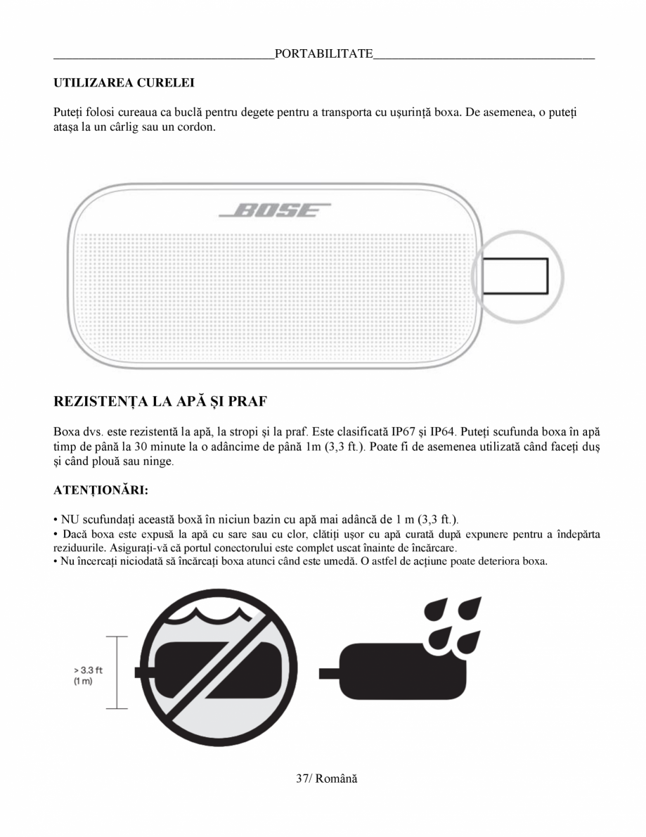 Pagina 37-Manual de utilizare boxa bluetooth Bose BOSE SoundLink Flex Gen2 Instructiuni montaj, utilizare...
