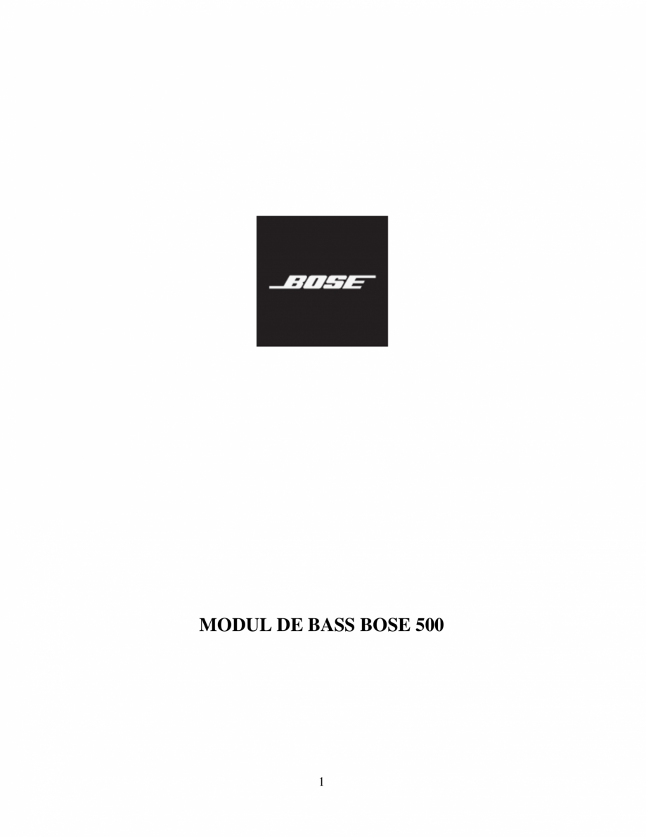 Pagina 1 - Manual de utilizare - modul de bas Bose BOSE 500 Black Instructiuni montaj, utilizare...
