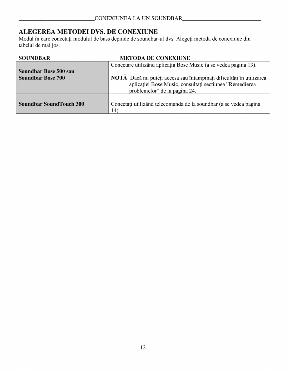 Pagina 12 - Manual de utilizare - modul de bas Bose BOSE 500 Black Instructiuni montaj, utilizare...