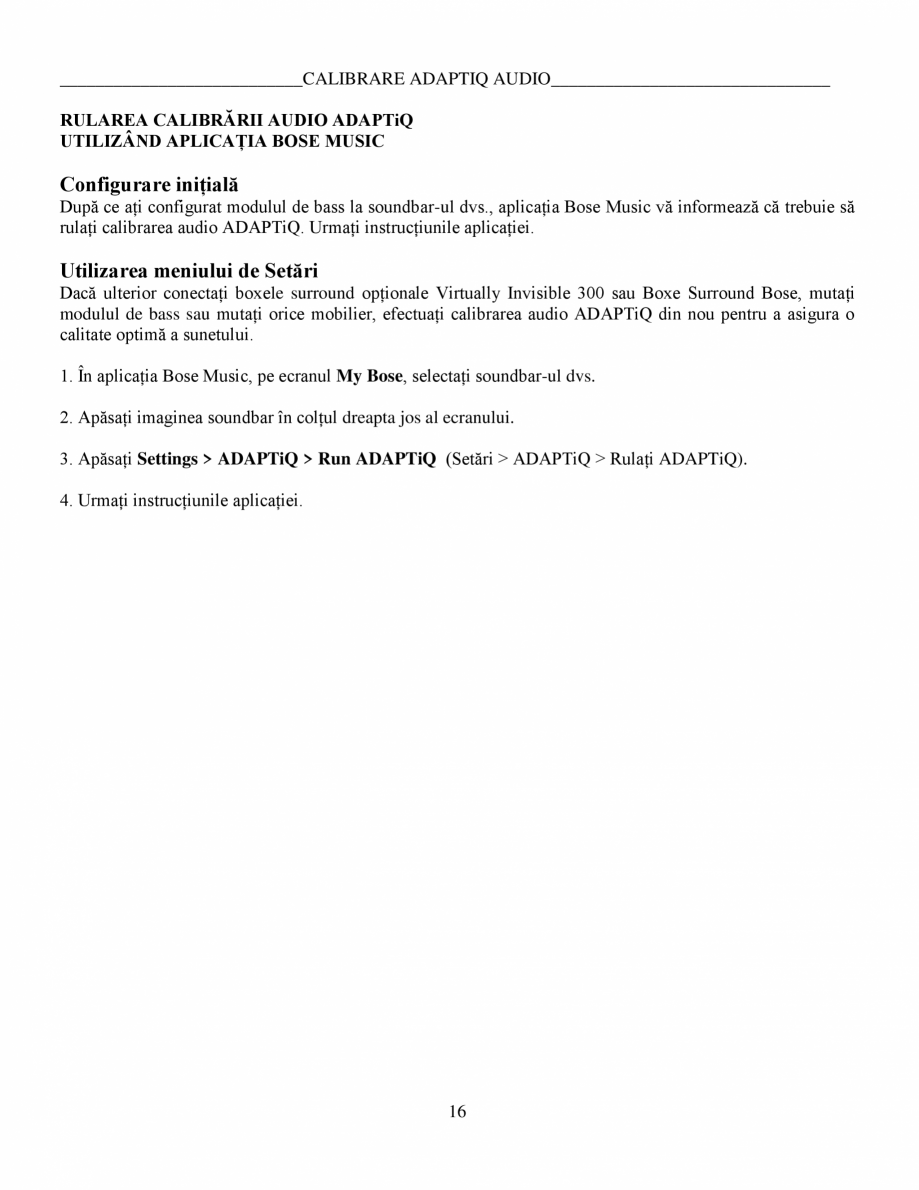 Pagina 16-Manual de utilizare - modul de bas Bose BOSE 500 Black Instructiuni montaj, utilizare Romana...