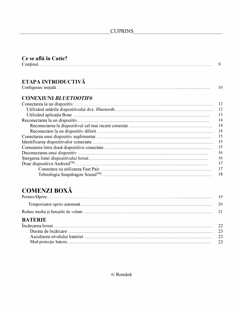 Pagina 5-Manual de utilizare - boxa portabila BOSE SoundLink Micro Gen2 Instructiuni montaj, utilizare Romana...