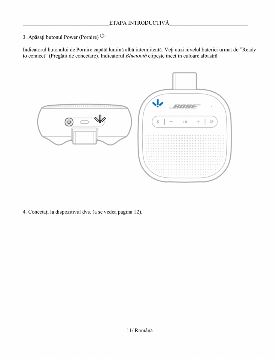 Pagina 10-Manual de utilizare - boxa portabila BOSE SoundLink Micro Gen2 Instructiuni montaj, utilizare Romana...