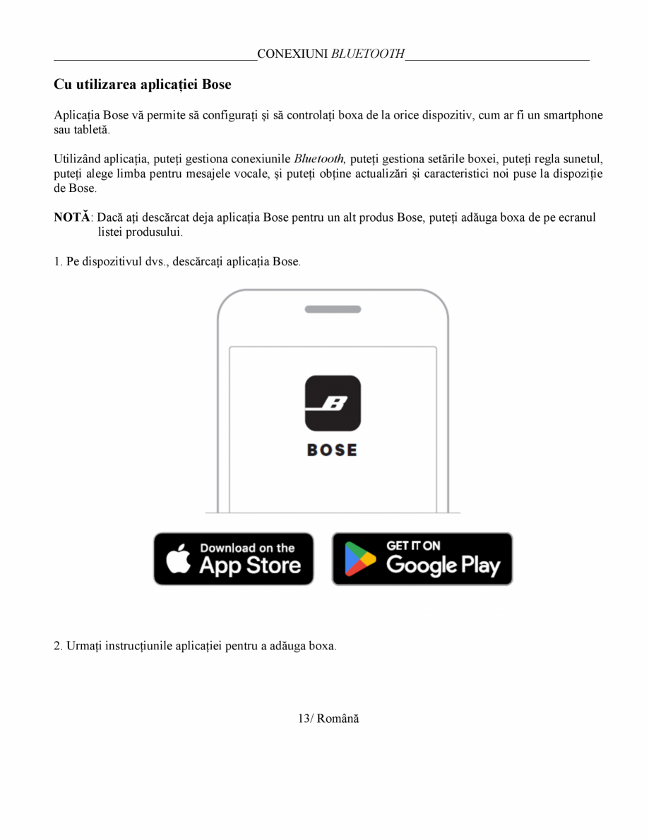 Pagina 12-Manual de utilizare - boxa portabila BOSE SoundLink Micro Gen2 Instructiuni montaj, utilizare Romana...