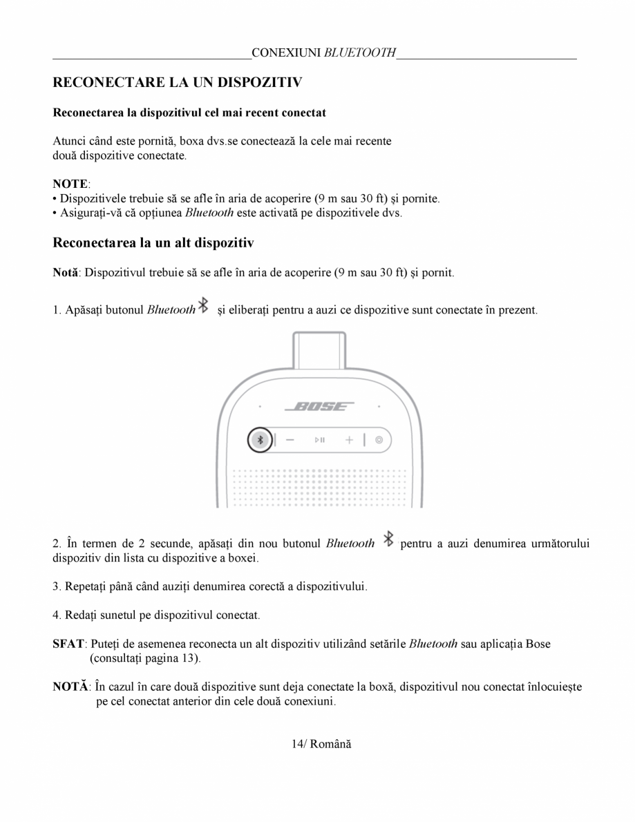 Pagina 13 - Manual de utilizare - boxa portabila BOSE SoundLink Micro Gen2 Instructiuni montaj,...