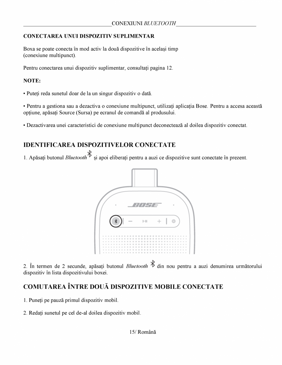 Pagina 14 - Manual de utilizare - boxa portabila BOSE SoundLink Micro Gen2 Instructiuni montaj,...