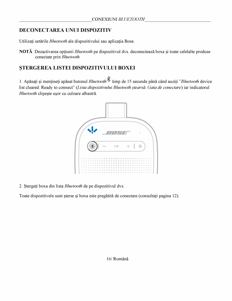 Pagina 15-Manual de utilizare - boxa portabila BOSE SoundLink Micro Gen2 Instructiuni montaj, utilizare Romana...