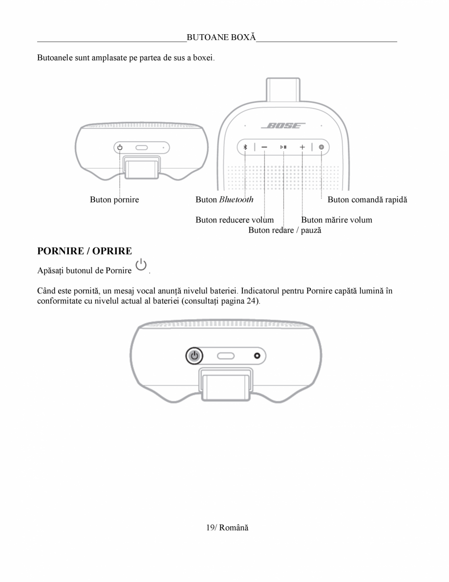 Pagina 18-Manual de utilizare - boxa portabila BOSE SoundLink Micro Gen2 Instructiuni montaj, utilizare Romana...