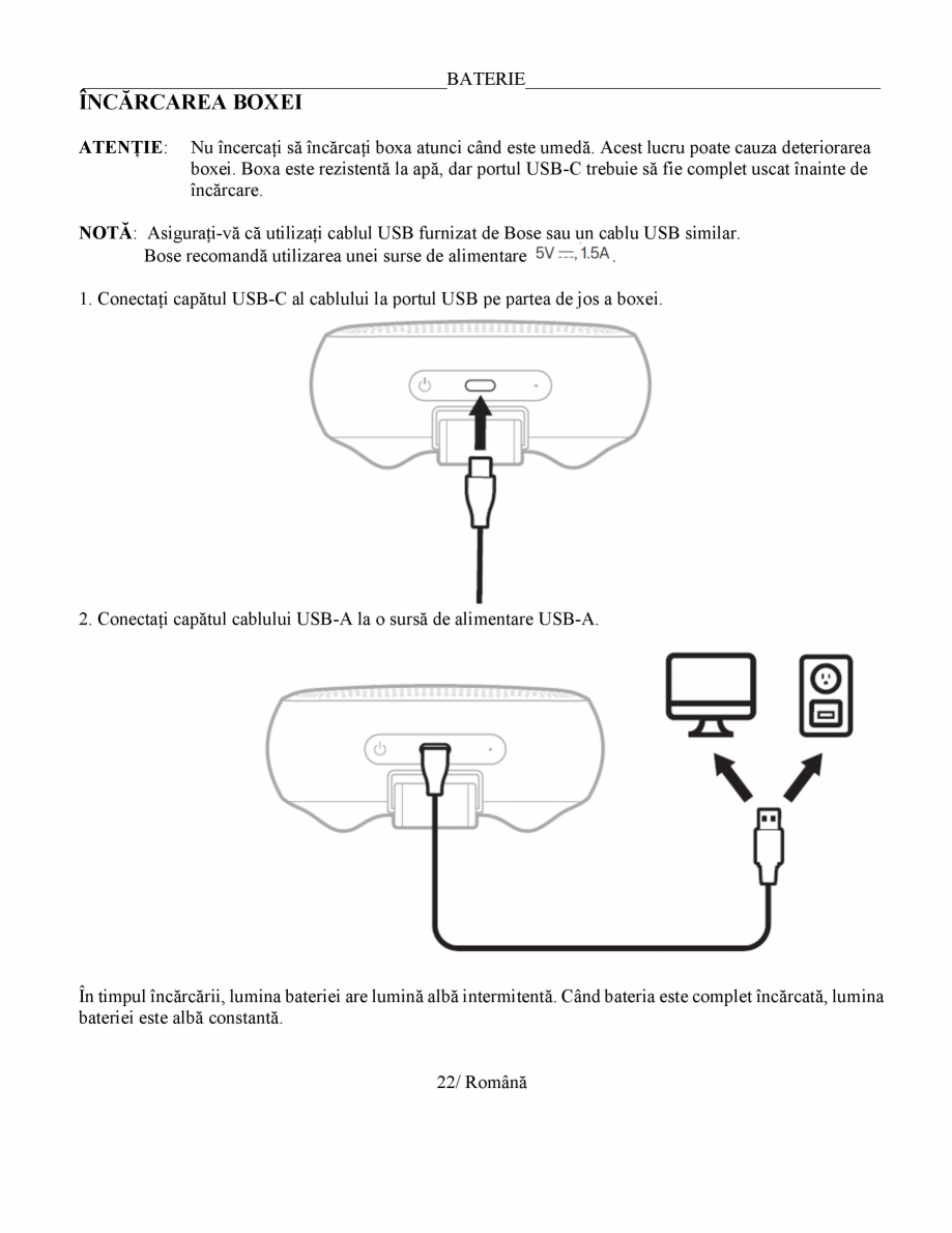 Pagina 22-Manual de utilizare - boxa portabila BOSE SoundLink Micro Gen2 Instructiuni montaj, utilizare Romana...