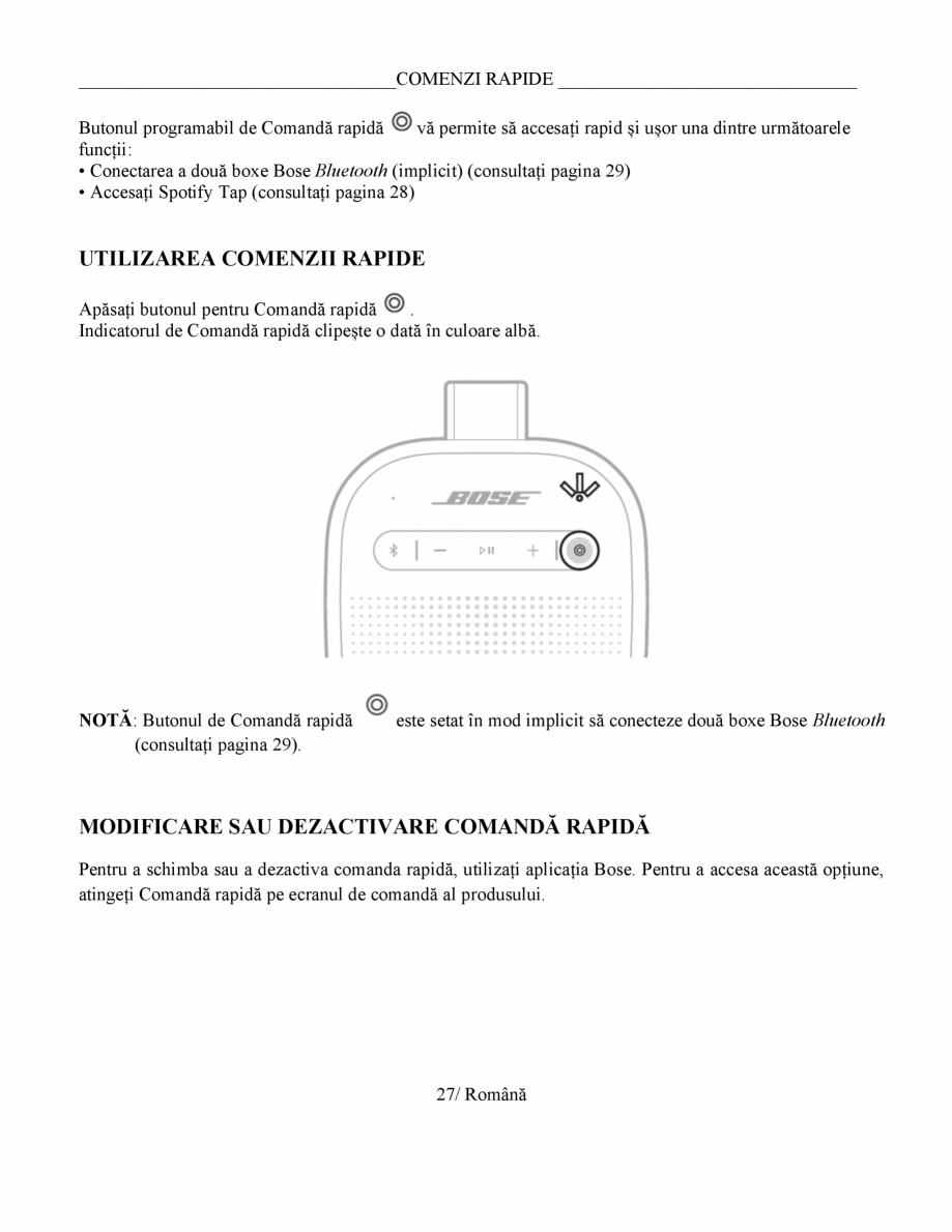 Pagina 27 - Manual de utilizare - boxa portabila BOSE SoundLink Micro Gen2 Instructiuni montaj,...