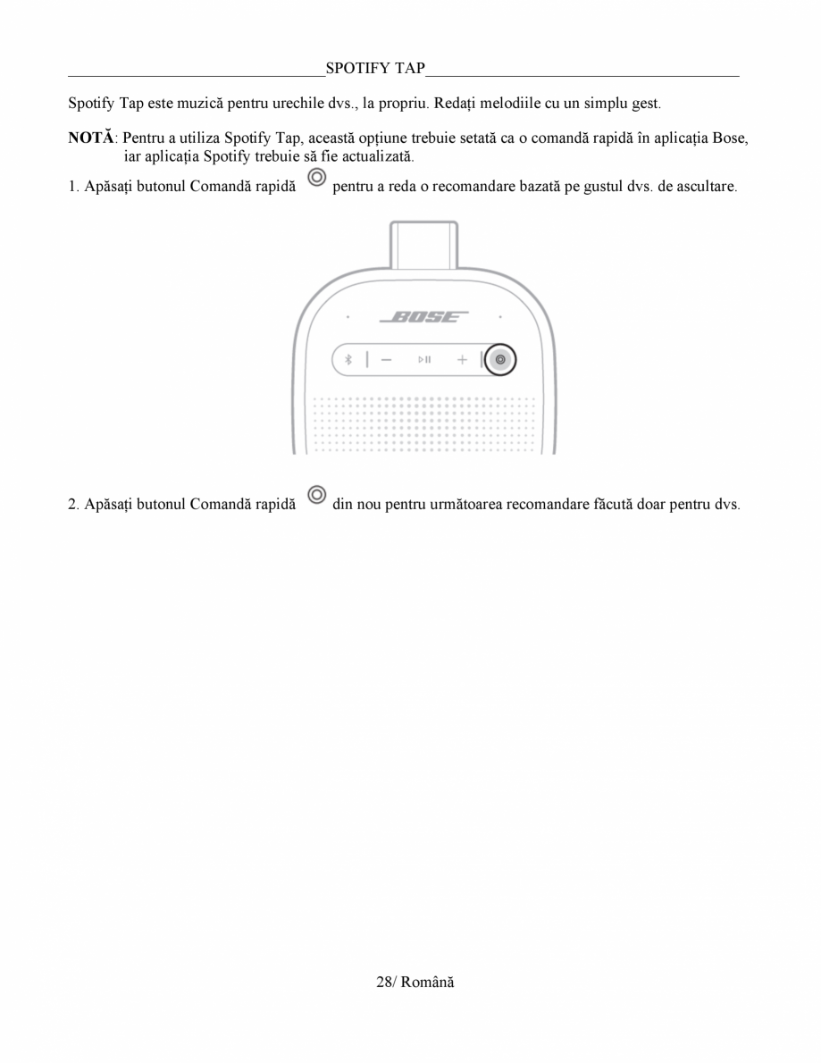 Pagina 28 - Manual de utilizare - boxa portabila BOSE SoundLink Micro Gen2 Instructiuni montaj,...