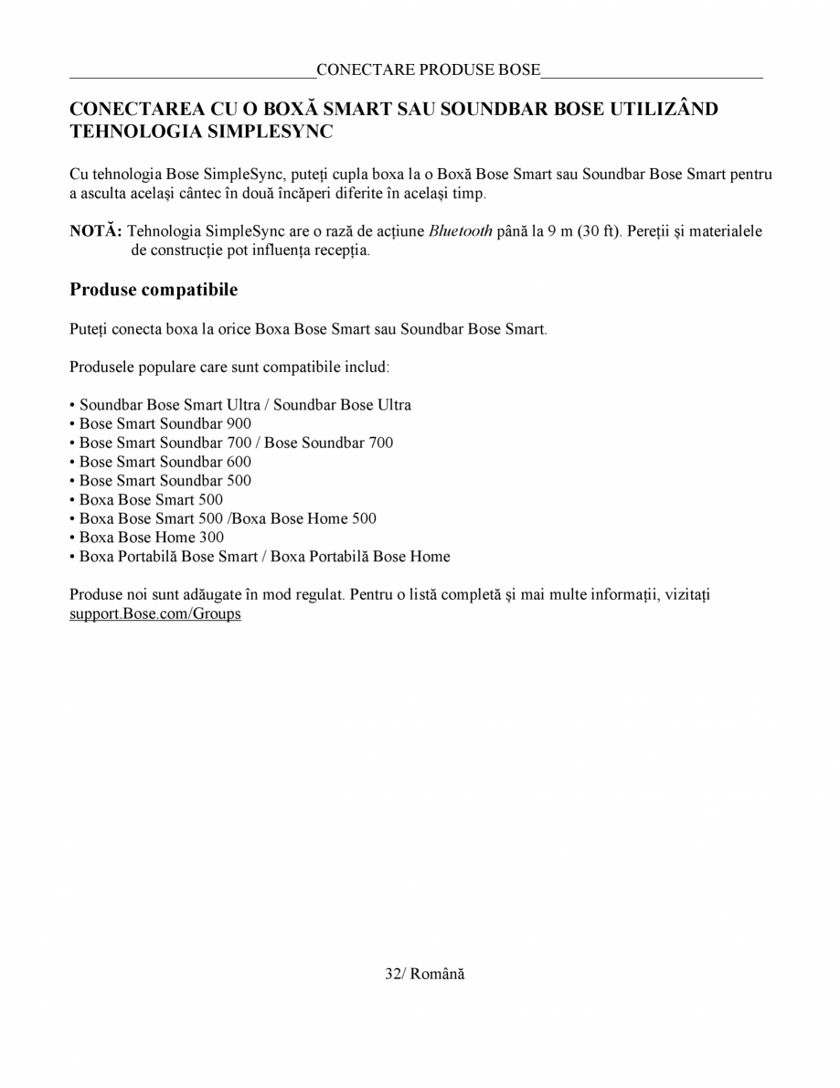 Pagina 32 - Manual de utilizare - boxa portabila BOSE SoundLink Micro Gen2 Instructiuni montaj,...