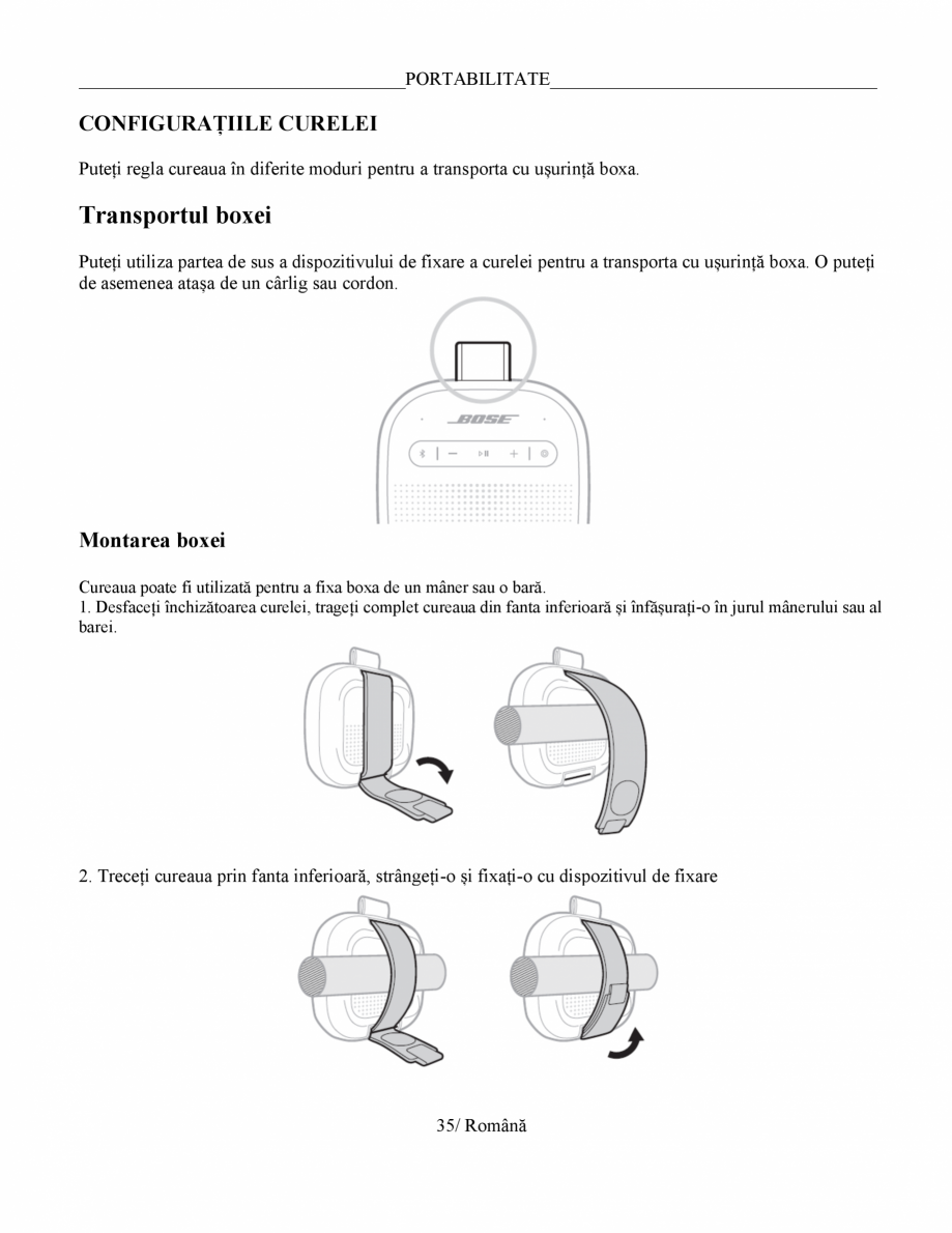 Pagina 35-Manual de utilizare - boxa portabila BOSE SoundLink Micro Gen2 Instructiuni montaj, utilizare Romana...