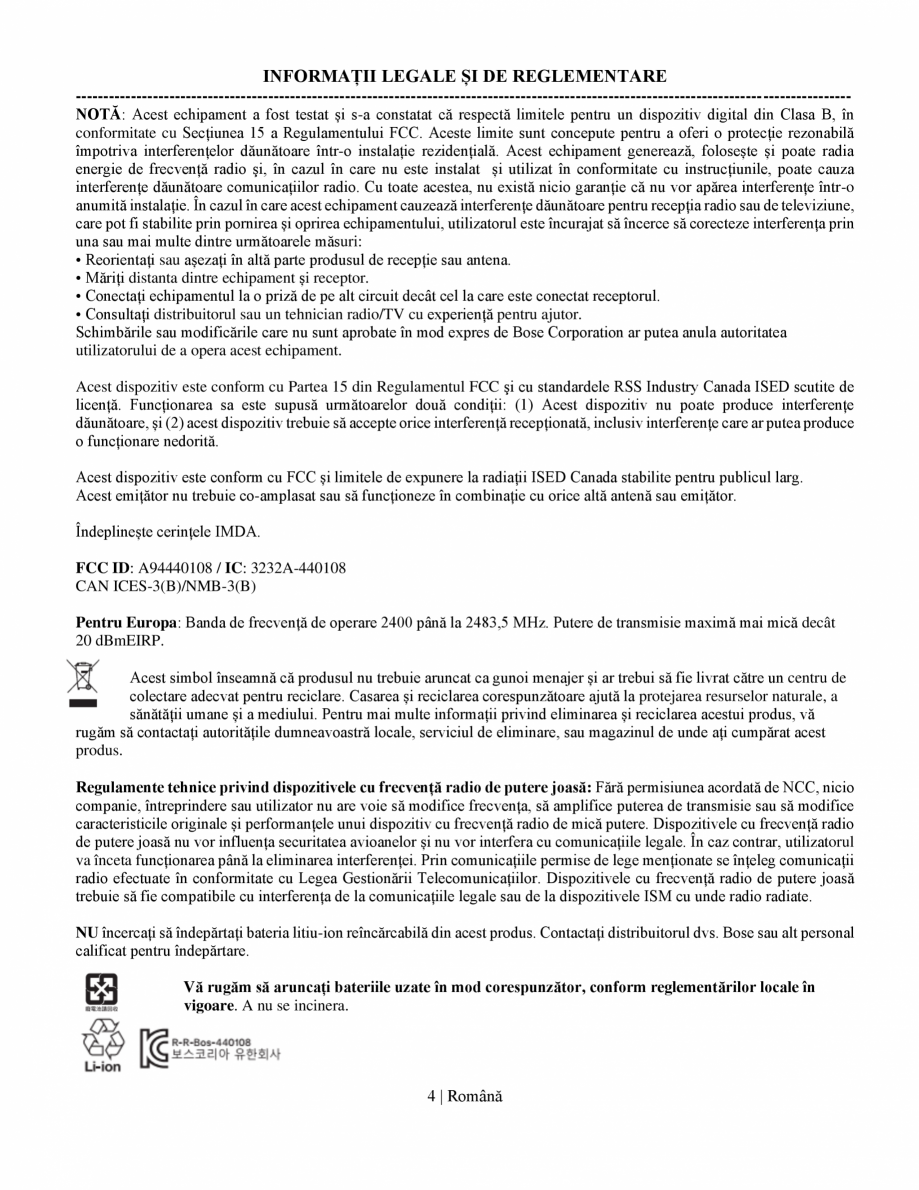 Pagina 4-Manual de utilizare pentru casti cu anularea zgomotului BOSE QuietComfort Ultra Headphones...