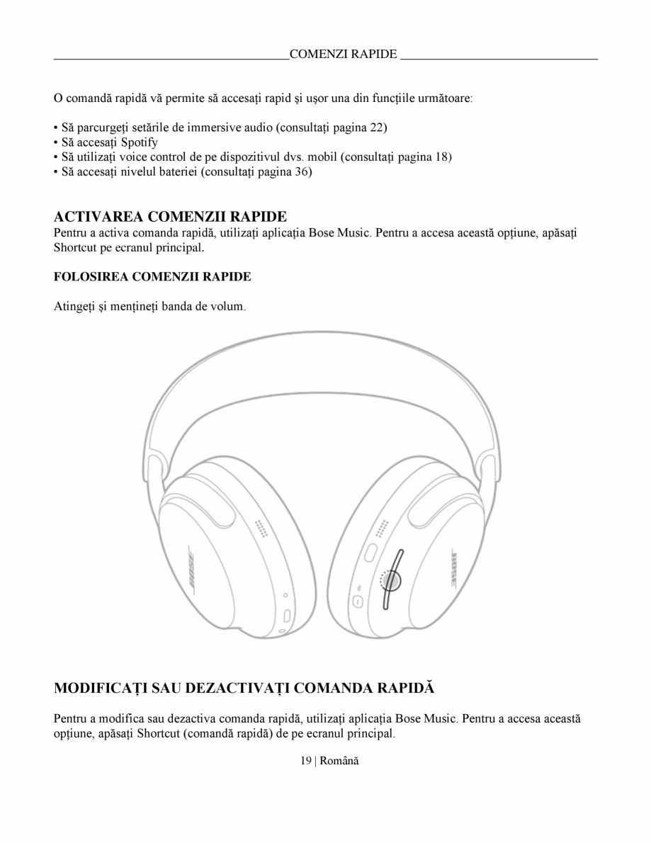 Pagina 19 - Manual de utilizare pentru casti cu anularea zgomotului BOSE QuietComfort Ultra...