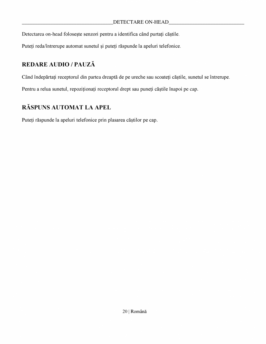 Pagina 20-Manual de utilizare pentru casti cu anularea zgomotului BOSE QuietComfort Ultra Headphones...