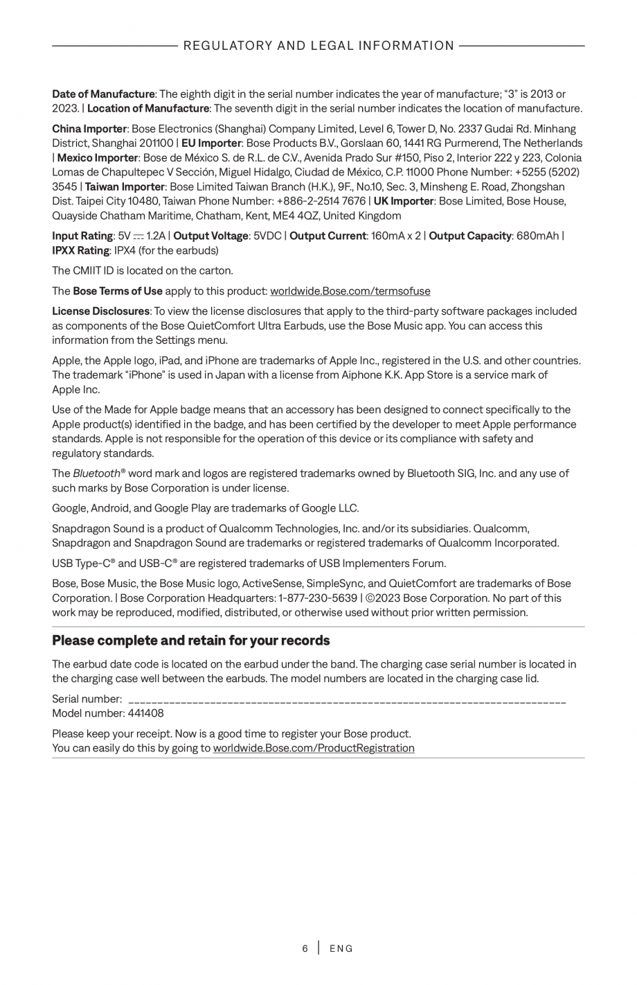 Pagina 6-Manual de utilizare pentru casti true wireless cu anularea zgomotului BOSE QuietComfort Ultra...