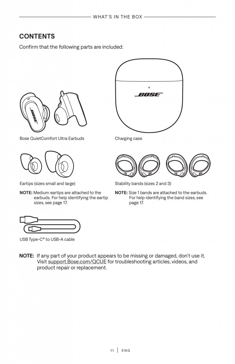 Pagina 11-Manual de utilizare pentru casti true wireless cu anularea zgomotului BOSE QuietComfort Ultra...