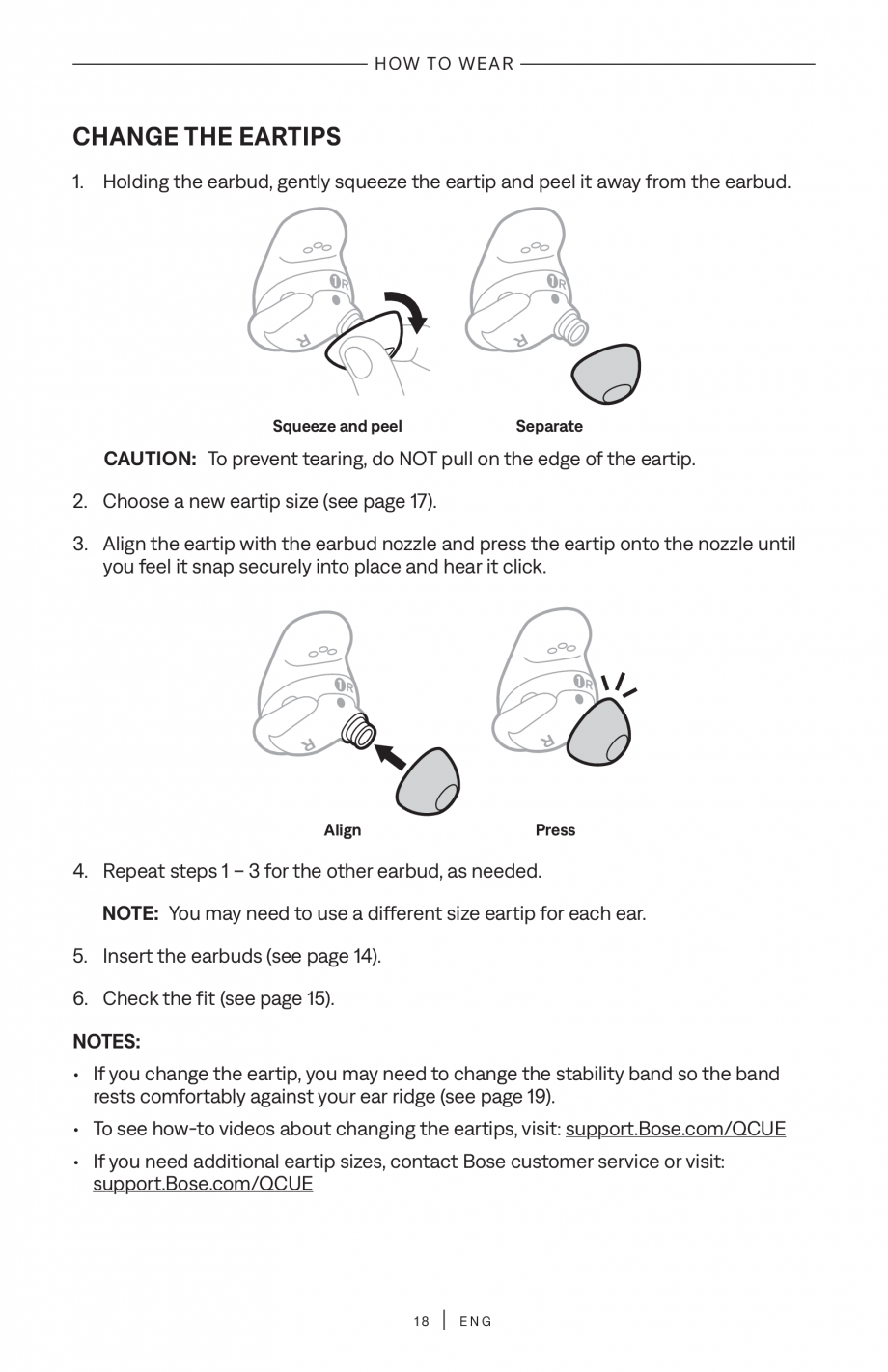 Pagina 18-Manual de utilizare pentru casti true wireless cu anularea zgomotului BOSE QuietComfort Ultra...