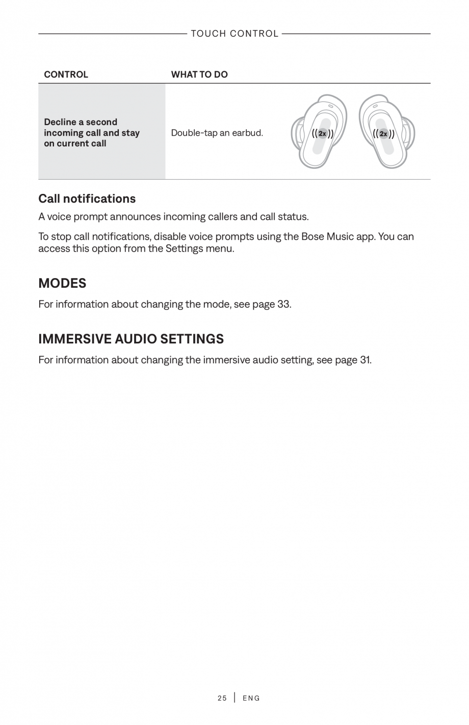 Pagina 25 - Manual de utilizare pentru casti true wireless cu anularea zgomotului BOSE QuietComfort ...