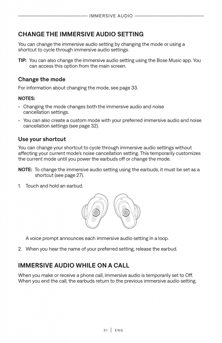 Pagina 31 - Manual de utilizare pentru casti true wireless cu anularea zgomotului BOSE QuietComfort ...