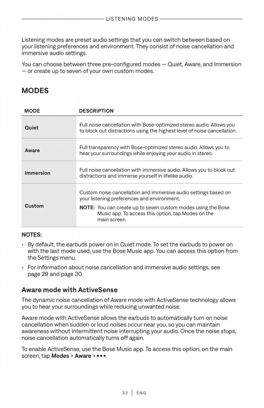 Pagina 32-Manual de utilizare pentru casti true wireless cu anularea zgomotului BOSE QuietComfort Ultra...