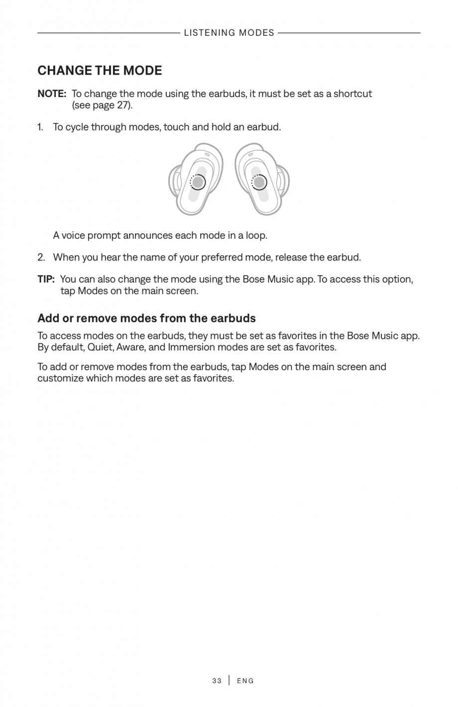 Pagina 33 - Manual de utilizare pentru casti true wireless cu anularea zgomotului BOSE QuietComfort ...