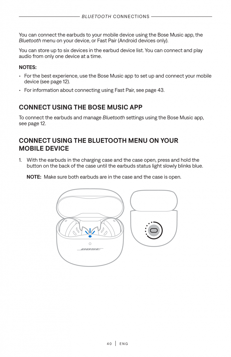 Pagina 40-Manual de utilizare pentru casti true wireless cu anularea zgomotului BOSE QuietComfort Ultra...