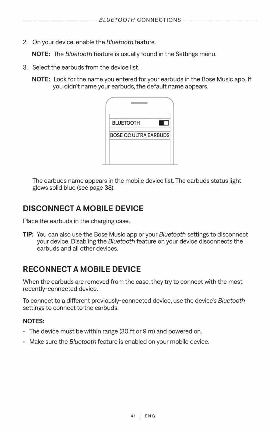 Pagina 41-Manual de utilizare pentru casti true wireless cu anularea zgomotului BOSE QuietComfort Ultra...