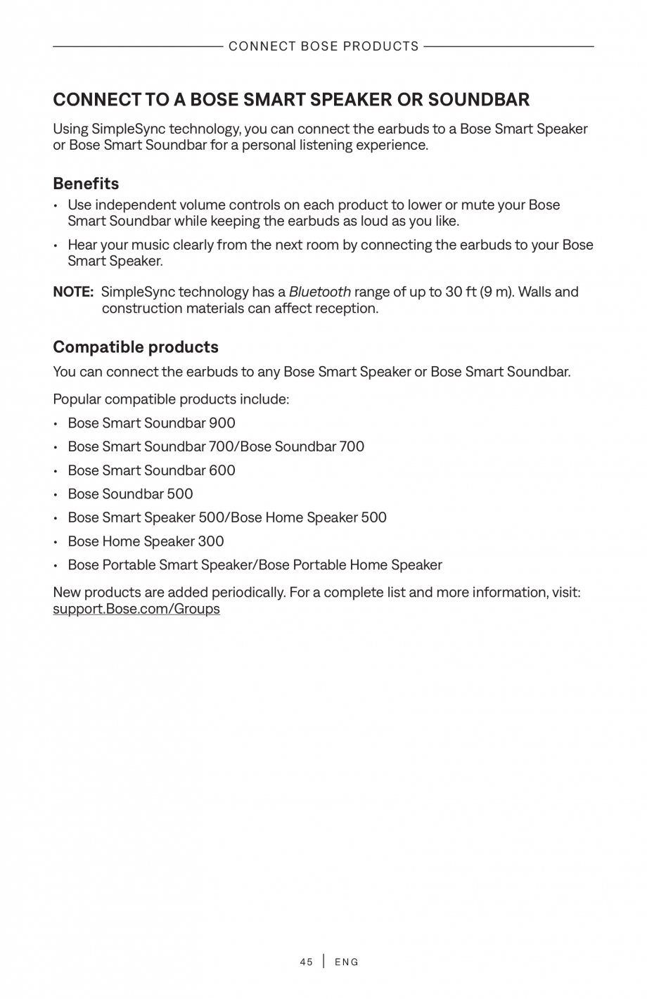 Pagina 45-Manual de utilizare pentru casti true wireless cu anularea zgomotului BOSE QuietComfort Ultra...