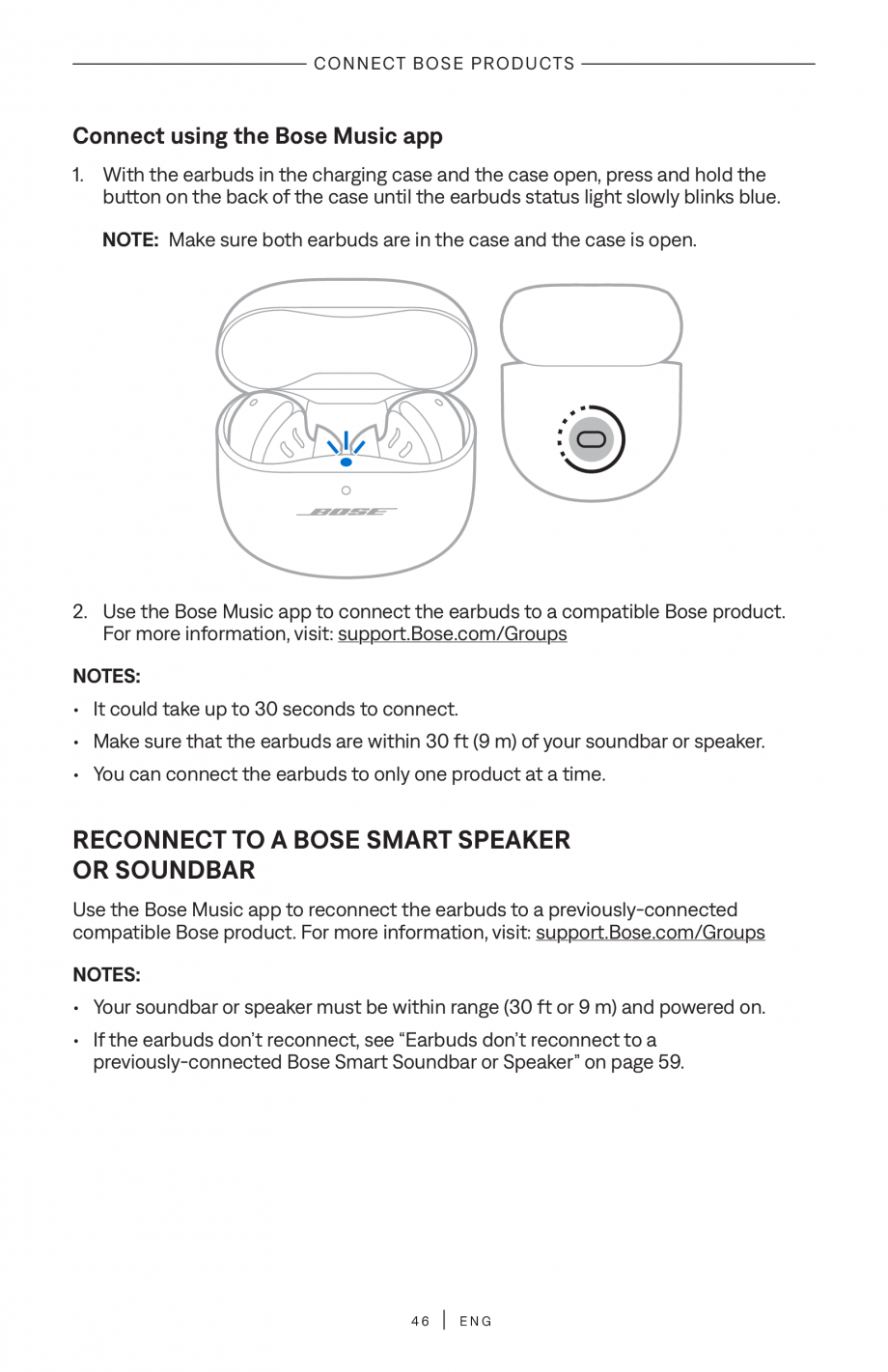 Pagina 46-Manual de utilizare pentru casti true wireless cu anularea zgomotului BOSE QuietComfort Ultra...