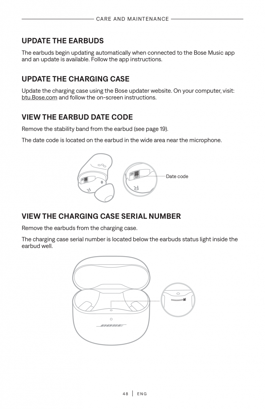 Pagina 48-Manual de utilizare pentru casti true wireless cu anularea zgomotului BOSE QuietComfort Ultra...