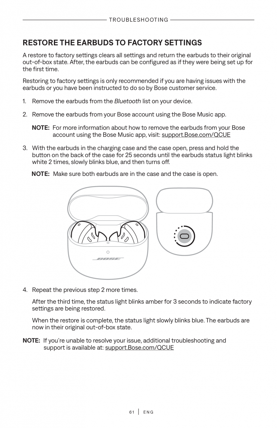 Pagina 61 - Manual de utilizare pentru casti true wireless cu anularea zgomotului BOSE QuietComfort ...