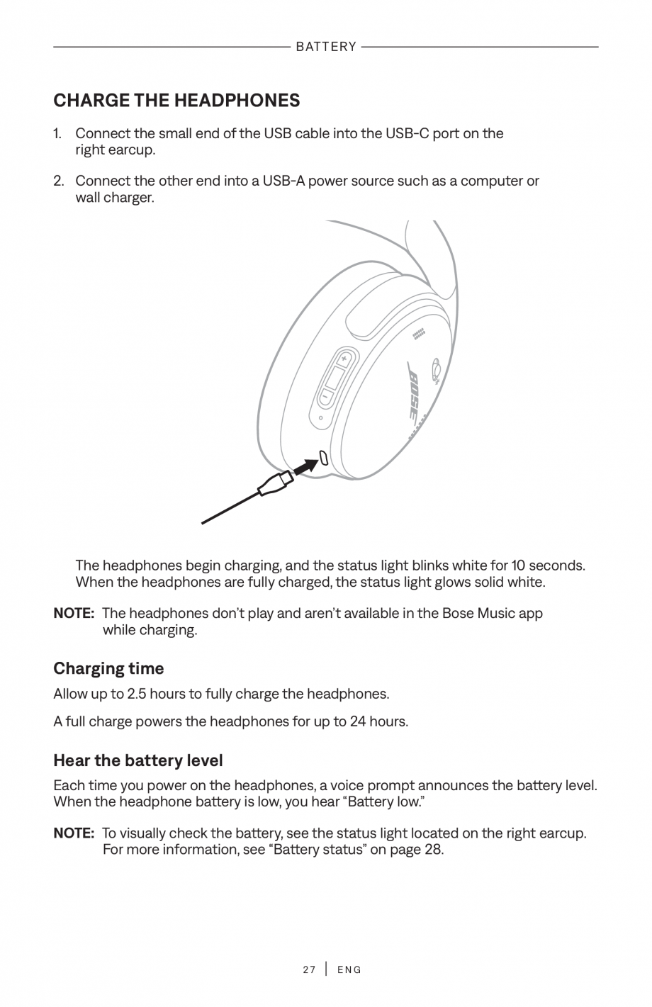 Pagina 27 - Manual de utilizare pentru casti cu anularea zgomotului BOSE QuietComfort Headphones...