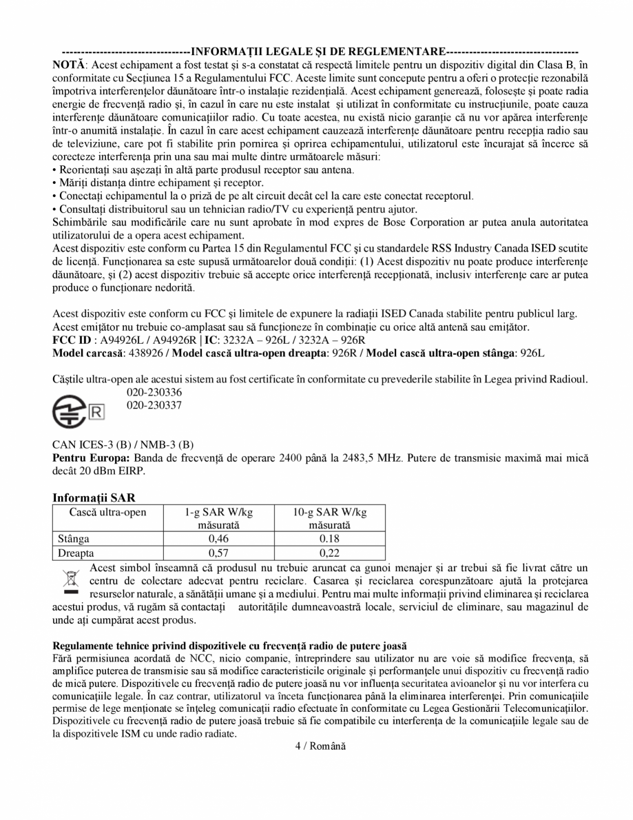 Pagina 4 - Manual de utilizare pentru casti wireless cu anularea zgomotului  BOSE Ultra Open Earbuds...
