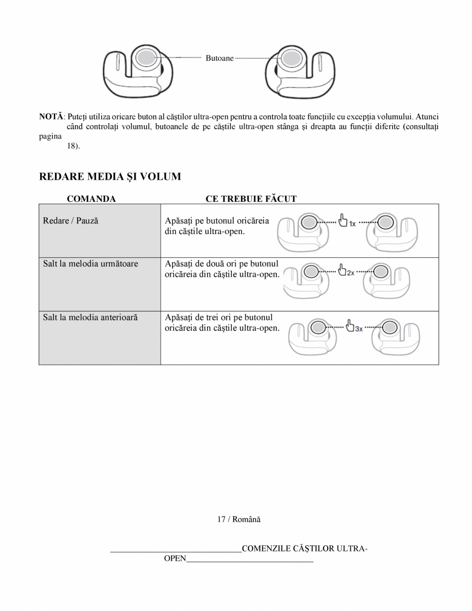 Pagina 18-Manual de utilizare pentru casti wireless cu anularea zgomotului  BOSE Ultra Open Earbuds...