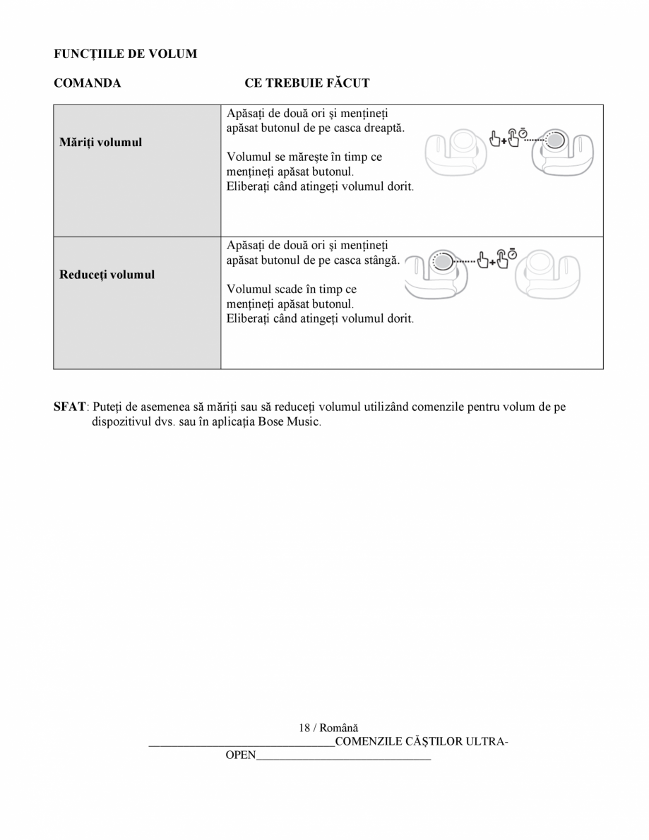 Pagina 19-Manual de utilizare pentru casti wireless cu anularea zgomotului  BOSE Ultra Open Earbuds...