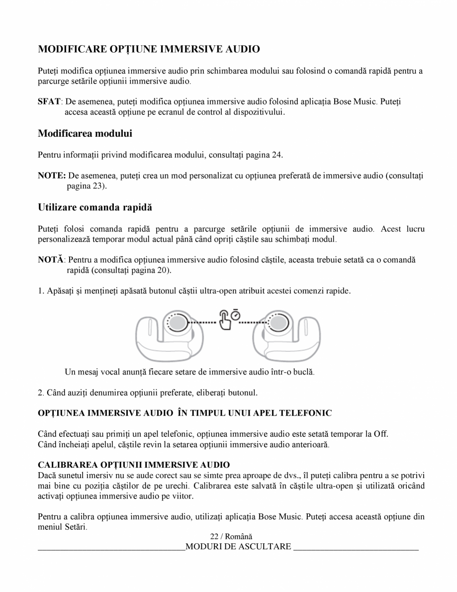 Pagina 23 - Manual de utilizare pentru casti wireless cu anularea zgomotului  BOSE Ultra Open...