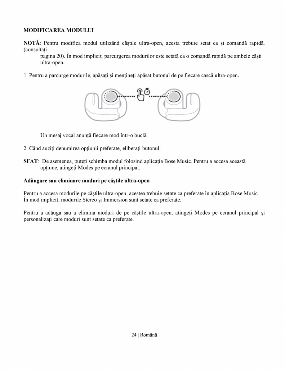 Pagina 25-Manual de utilizare pentru casti wireless cu anularea zgomotului  BOSE Ultra Open Earbuds...