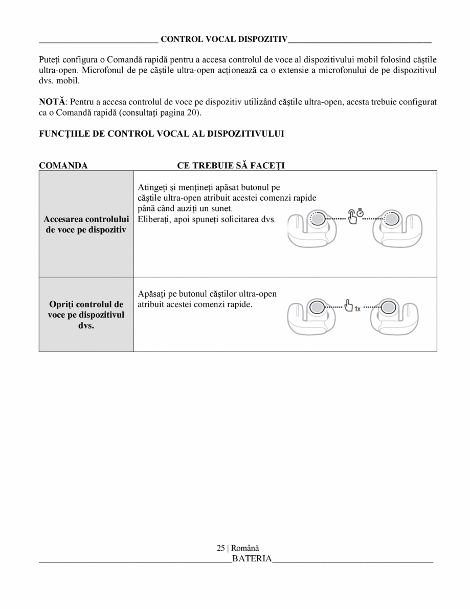 Pagina 26-Manual de utilizare pentru casti wireless cu anularea zgomotului  BOSE Ultra Open Earbuds...