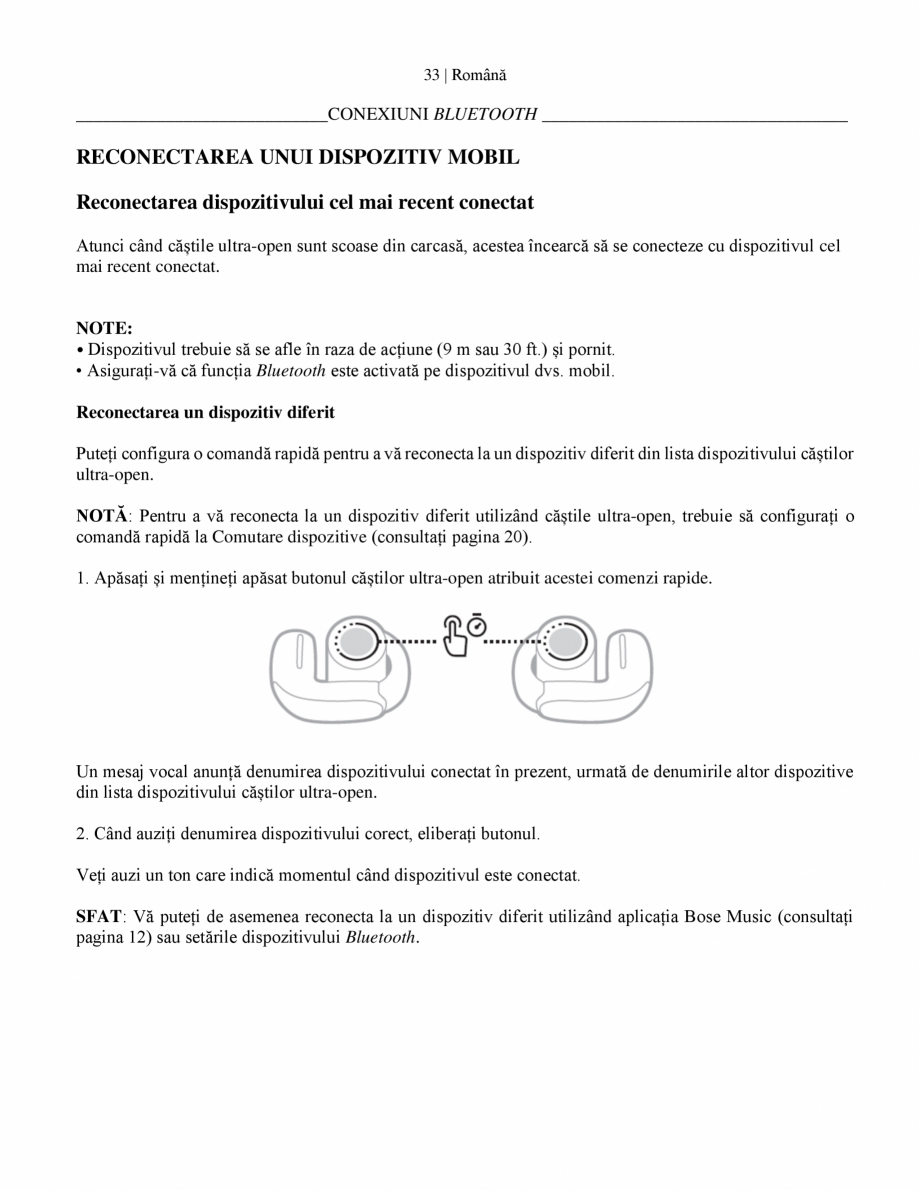 Pagina 35-Manual de utilizare pentru casti wireless cu anularea zgomotului  BOSE Ultra Open Earbuds...