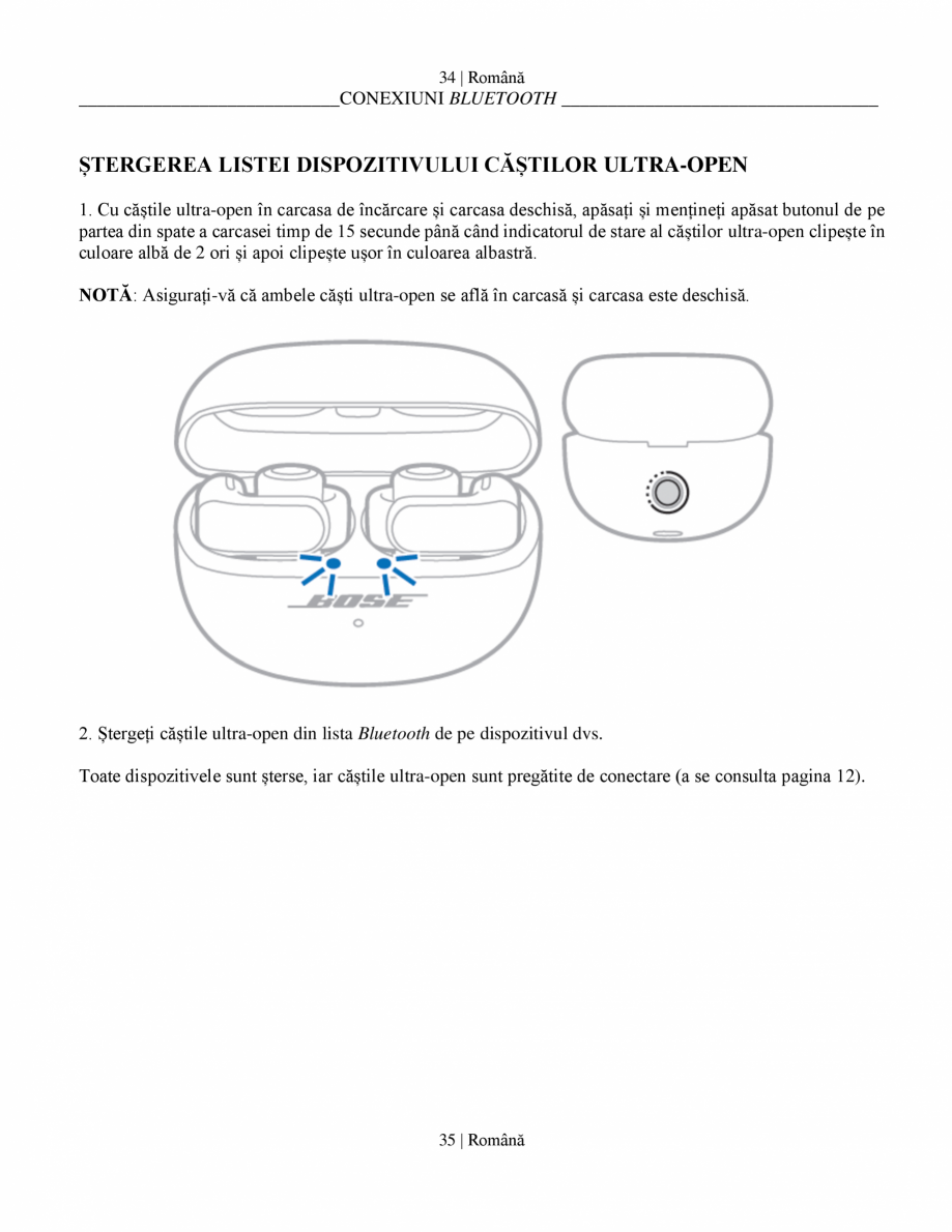 Pagina 36-Manual de utilizare pentru casti wireless cu anularea zgomotului  BOSE Ultra Open Earbuds...