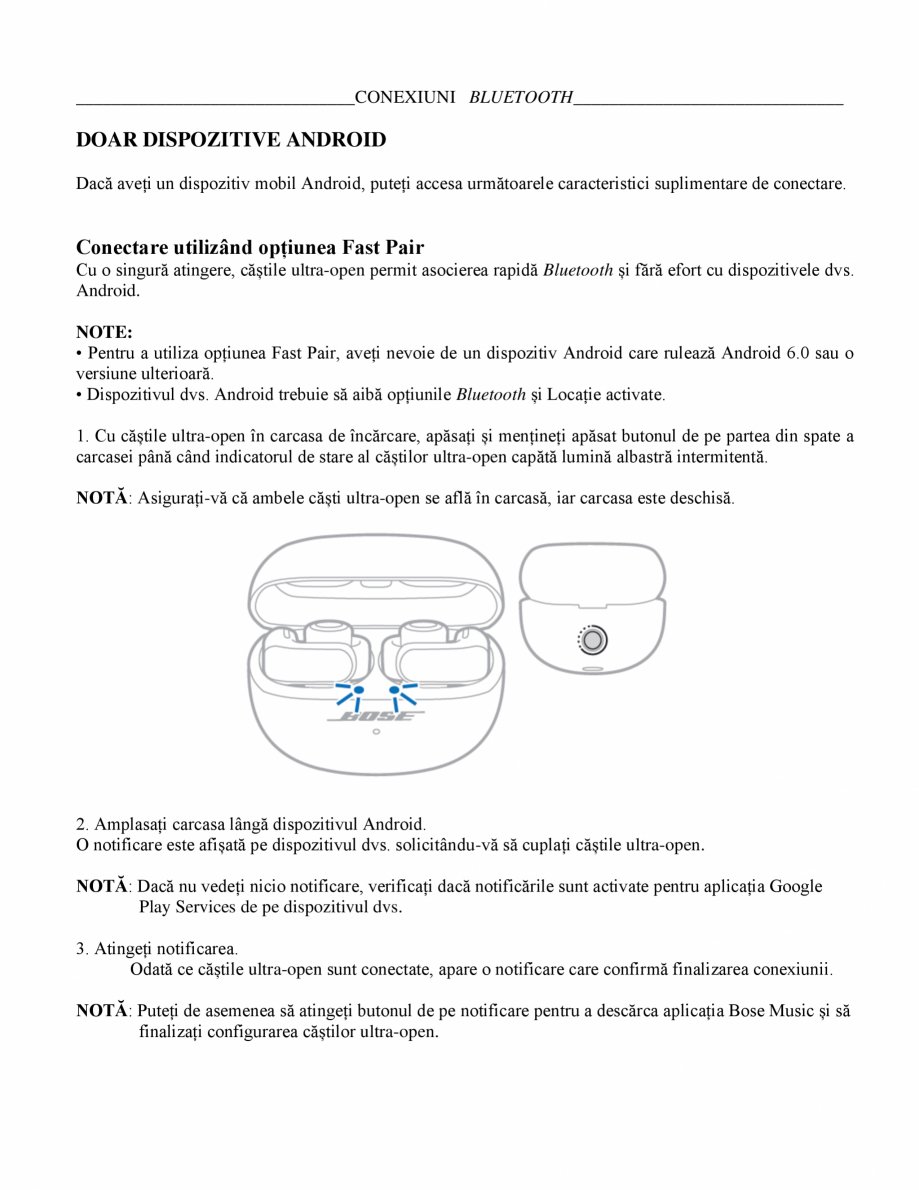 Pagina 37-Manual de utilizare pentru casti wireless cu anularea zgomotului  BOSE Ultra Open Earbuds...