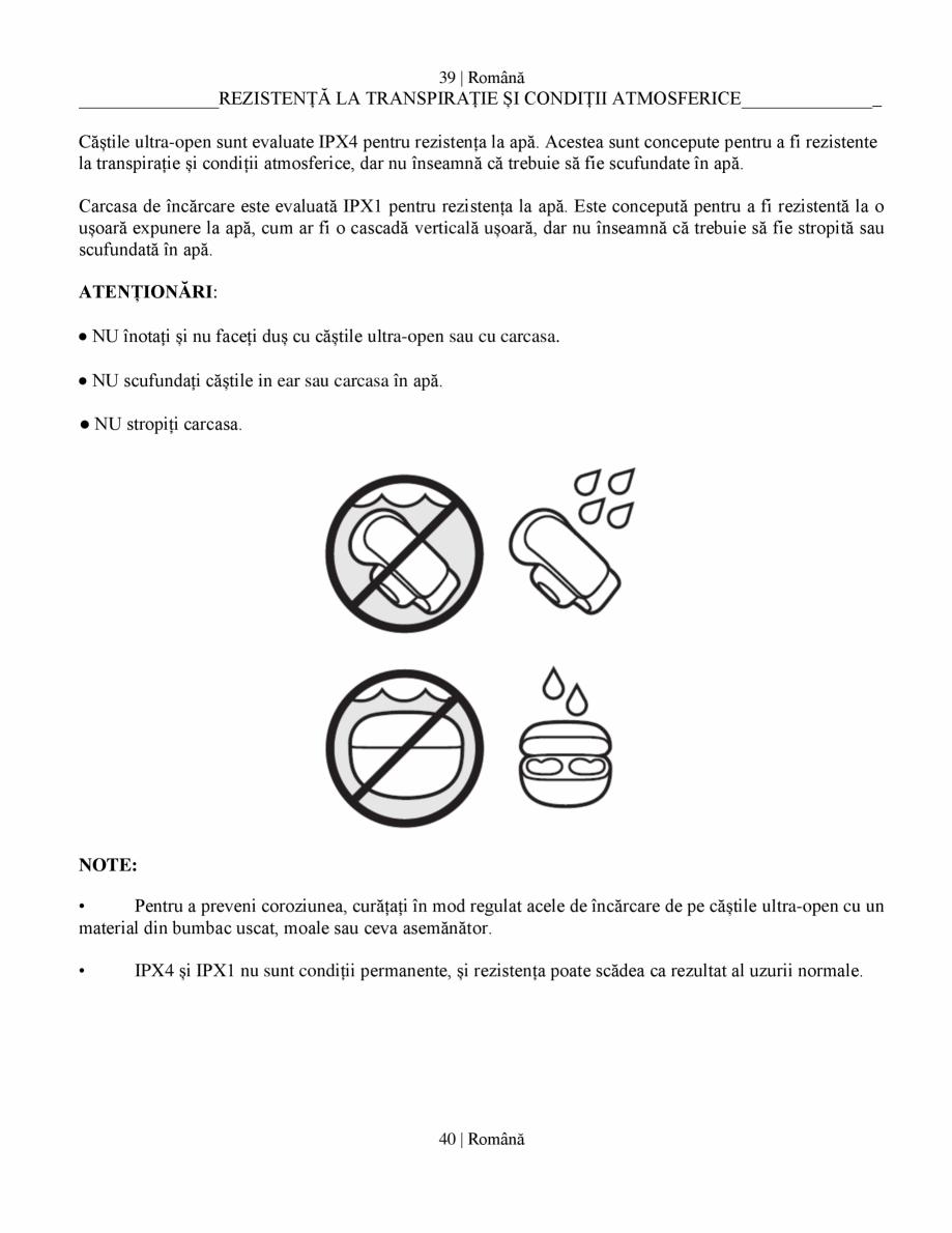 Pagina 41-Manual de utilizare pentru casti wireless cu anularea zgomotului  BOSE Ultra Open Earbuds...